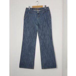 Newtime Blue Jeans Cotton Blend Pockets High Rise Straight Wide Leg Denim Sz 31